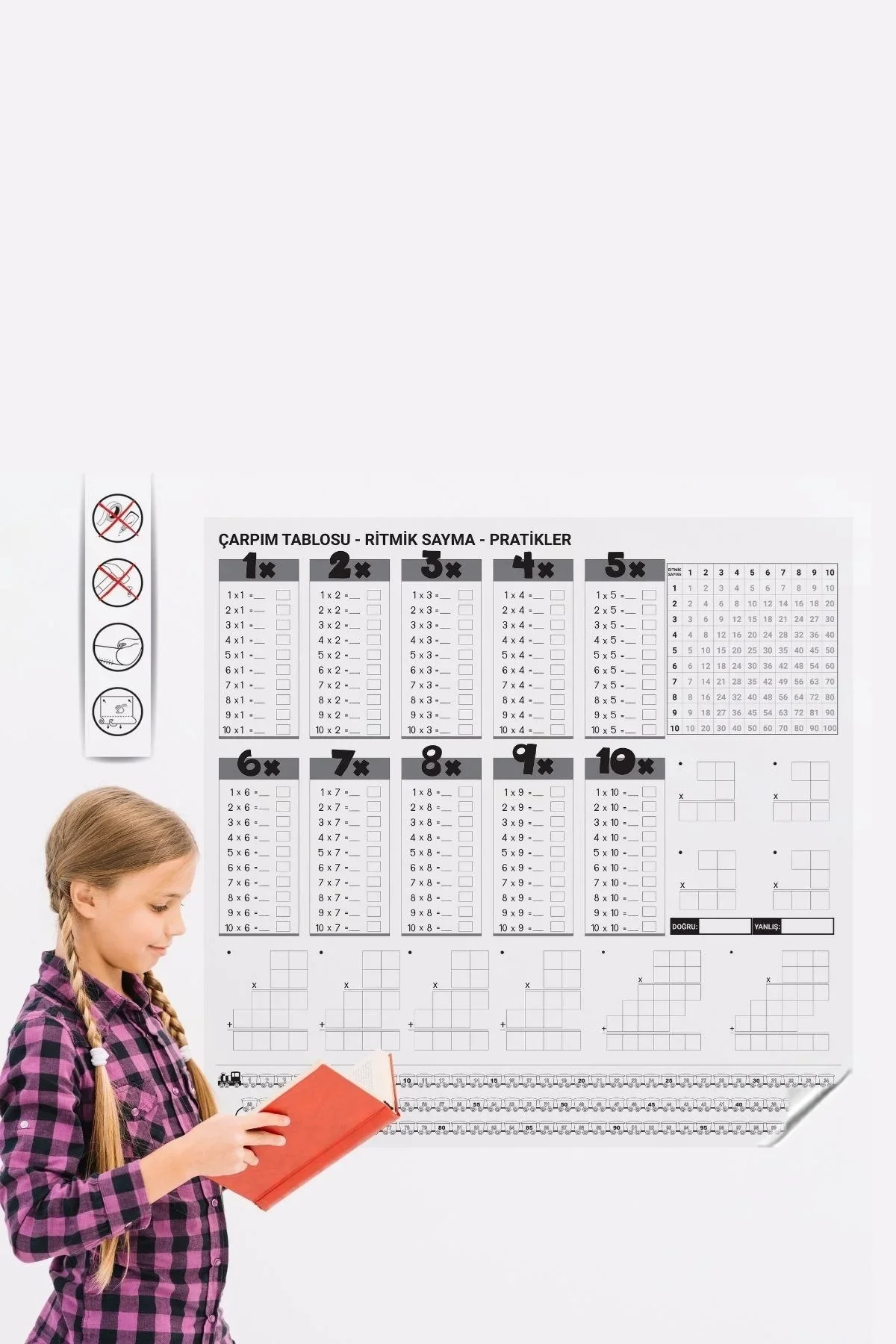 Çarpım Tablosu Ezberleme Manyetik Duvar Stickerı 105 x 100 cm görsel 8