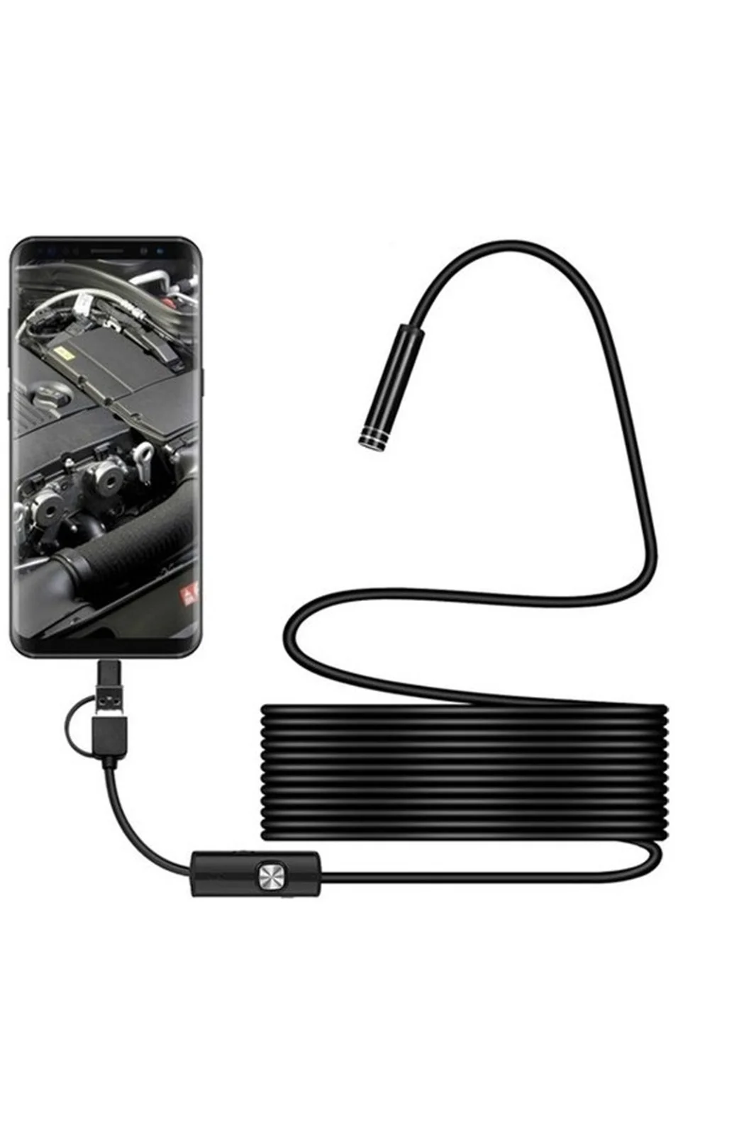 Endoskop 3 in 1 Yılan Kamera USB Micro Usb Type-C 20 Metre yumuşak Kablo görsel 3