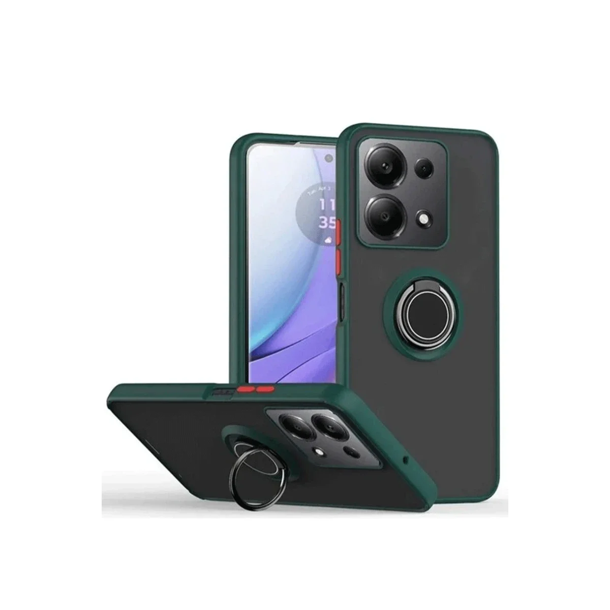 Xiaomi Redmi Note 13 Pro 4G Montreal Yüzüklü Silikon Kapak - Yeşil
