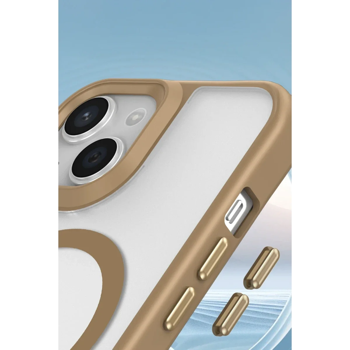 Apple iPhone 15 Plus Kılıf Enka Magsafe Silikon Kılıf - Desert görsel 2