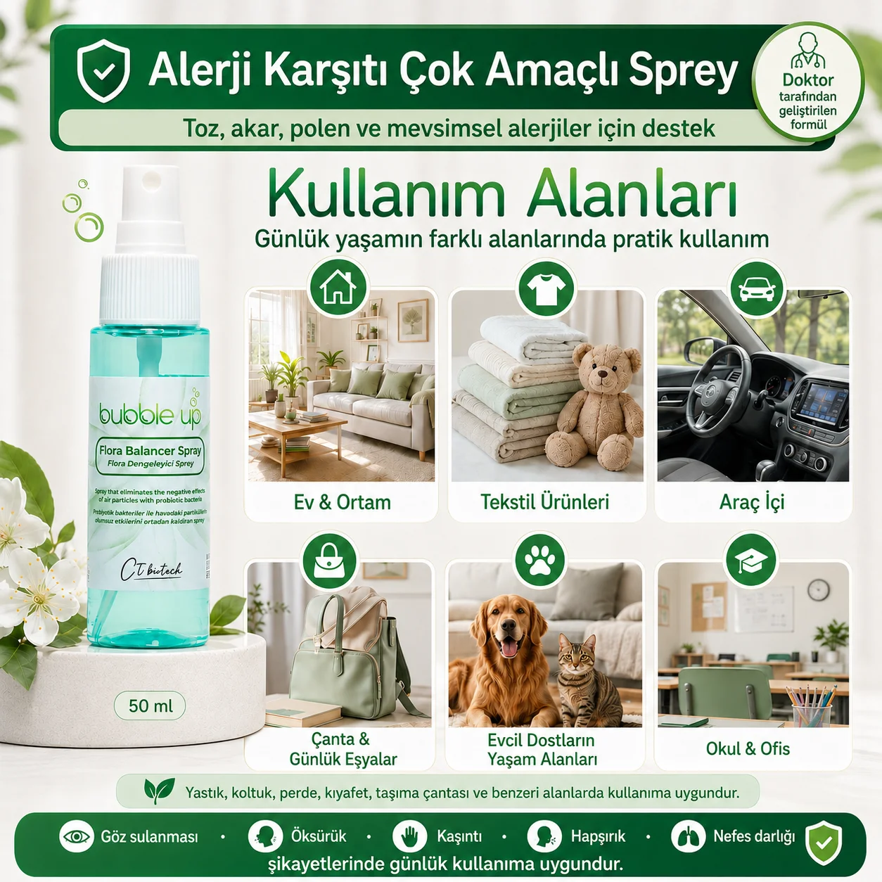 Bubble Up Okul ve Ev İçin Ortam ve Tekstil Spreyi 50 ml görsel 6