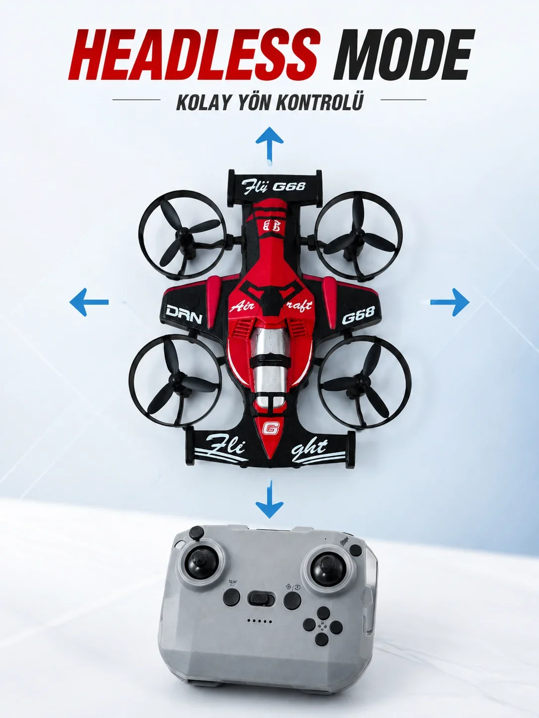 Uzaktan Kumandalı Araba Drone 3 Hız Kademeli 360° Dönüş ve Headless Mode Özellikli