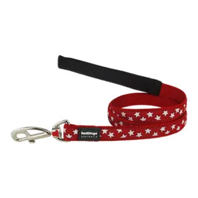 Kırmızı Üzerine Beyaz Yıldızlı Köpek Uzatma Tasması Medium 20 Mm 1,2 Mt