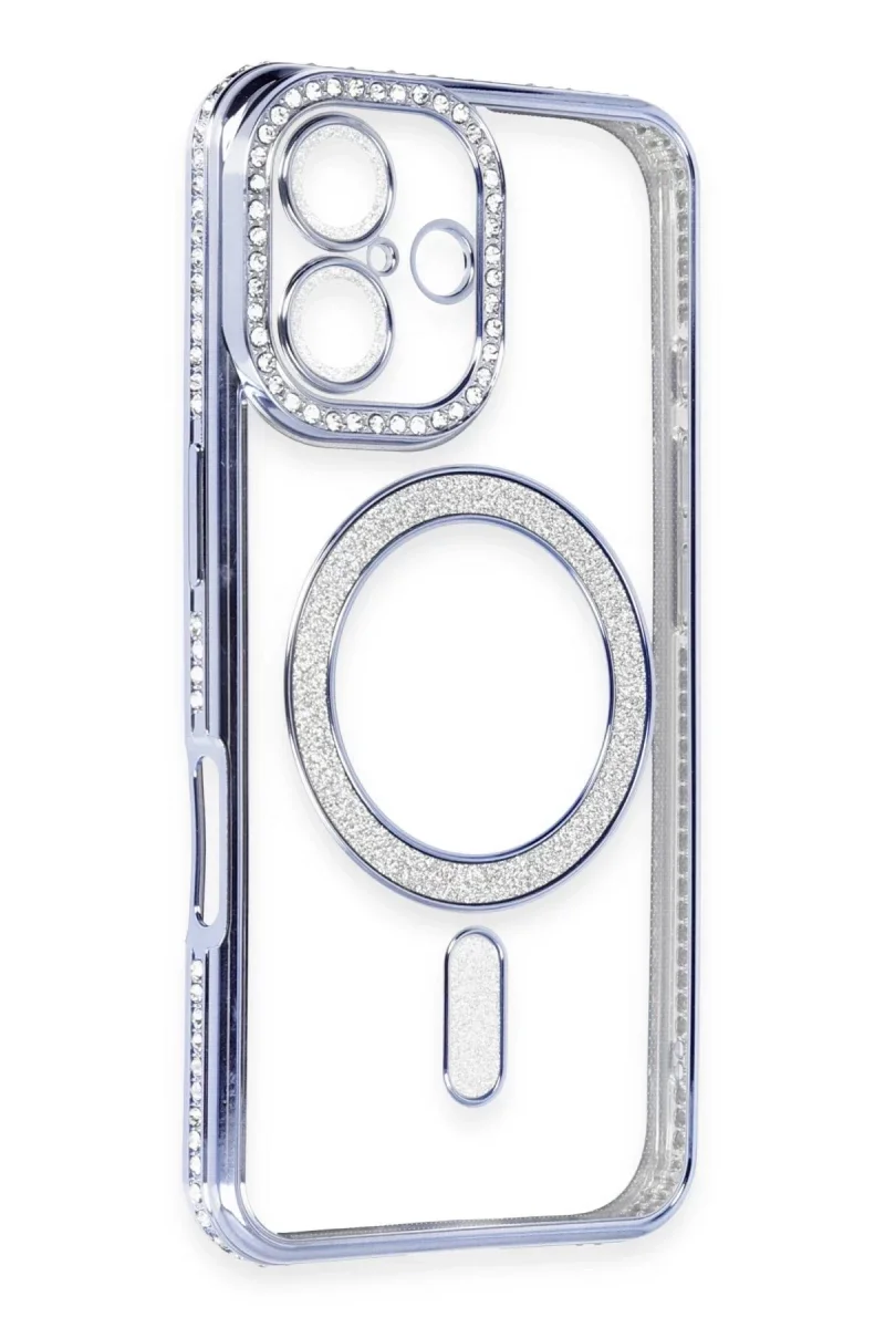 Apple iPhone 16 Kılıf Joke Simli Magneticsafe Kılıf - Mavi görsel 3