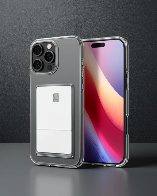Apple İphone 16 Pro Max Kılıf Kart Şeffaf Silikon - Şeffaf