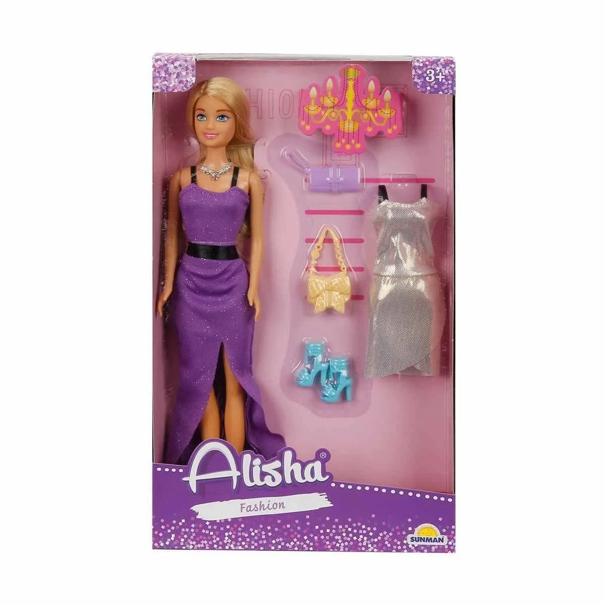 3393 SUN-RST-SIS nik Alisha Yedek Kıyafetli Bebek Set 29 cm - Sunman