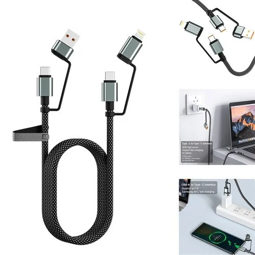 4’ü 1 Arada 100W Akıllı Tasarım Yüksek Dayanıklılık Çoklu Uyumlu Örgülü Hızlı Şarj Kablosu