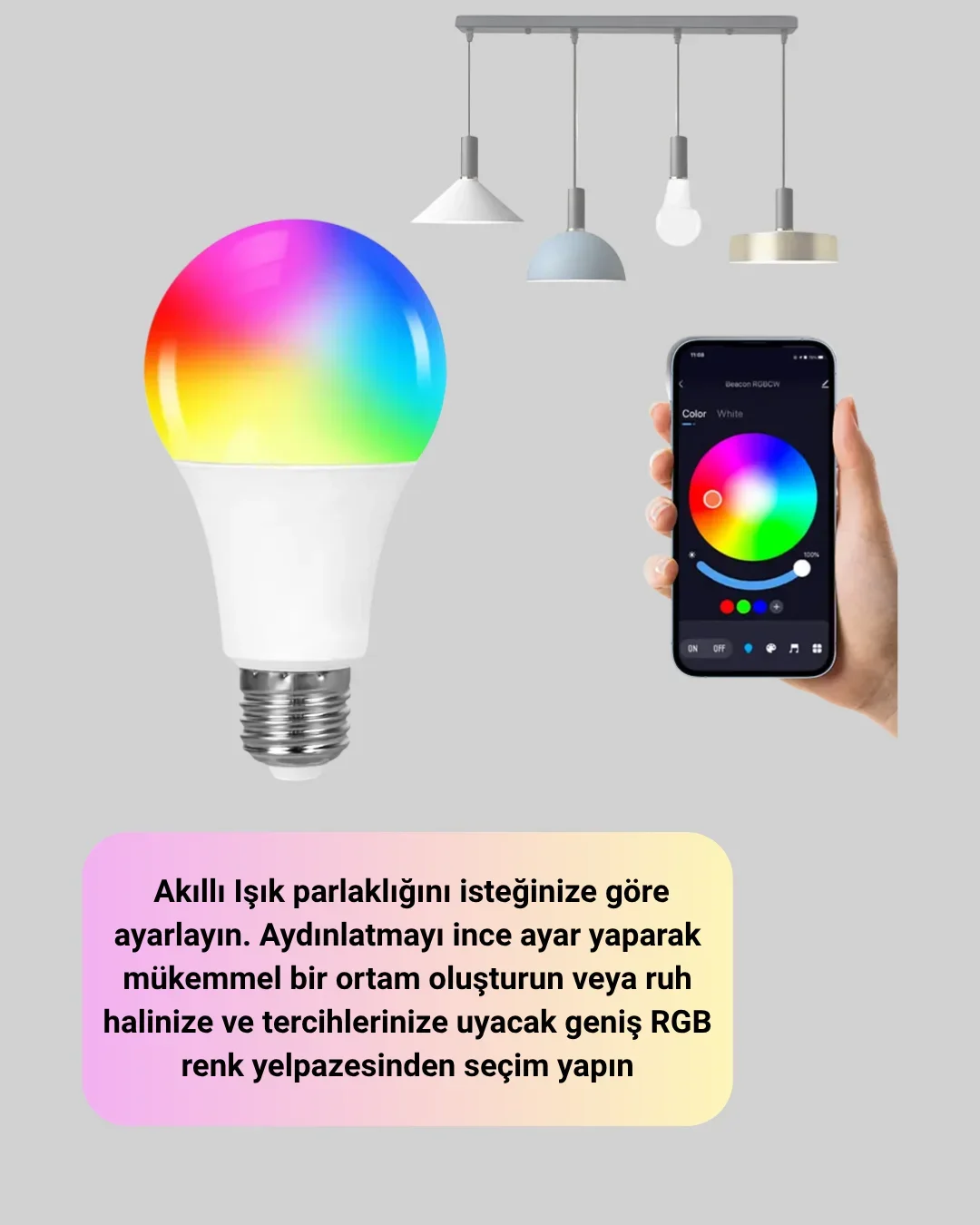 Kumanda Destekli Çok Renkli Akıllı LED Ampul Yeni Nesil görsel 2