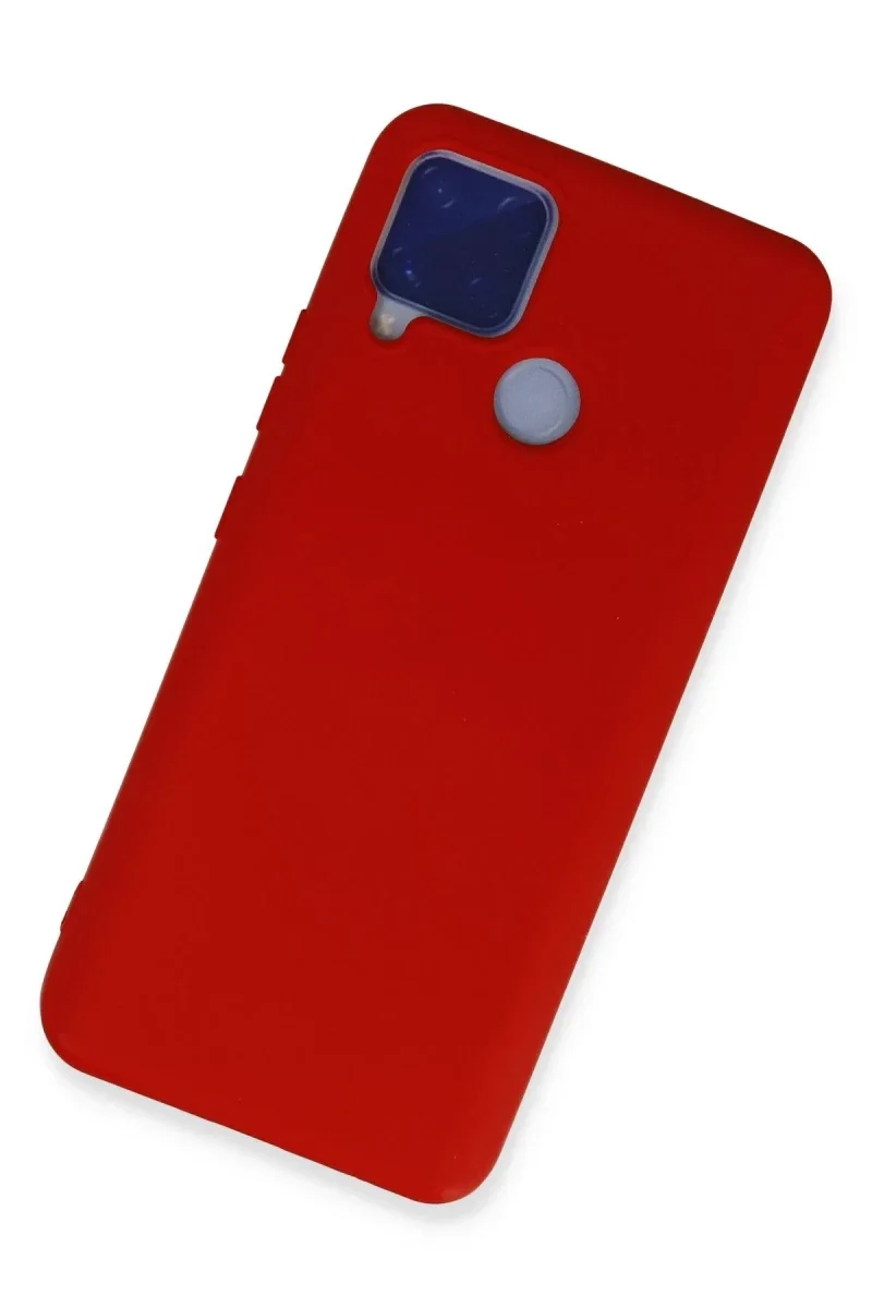 Realme C15 Kılıf Nano içi Kadife Silikon - Kırmızı görsel 2