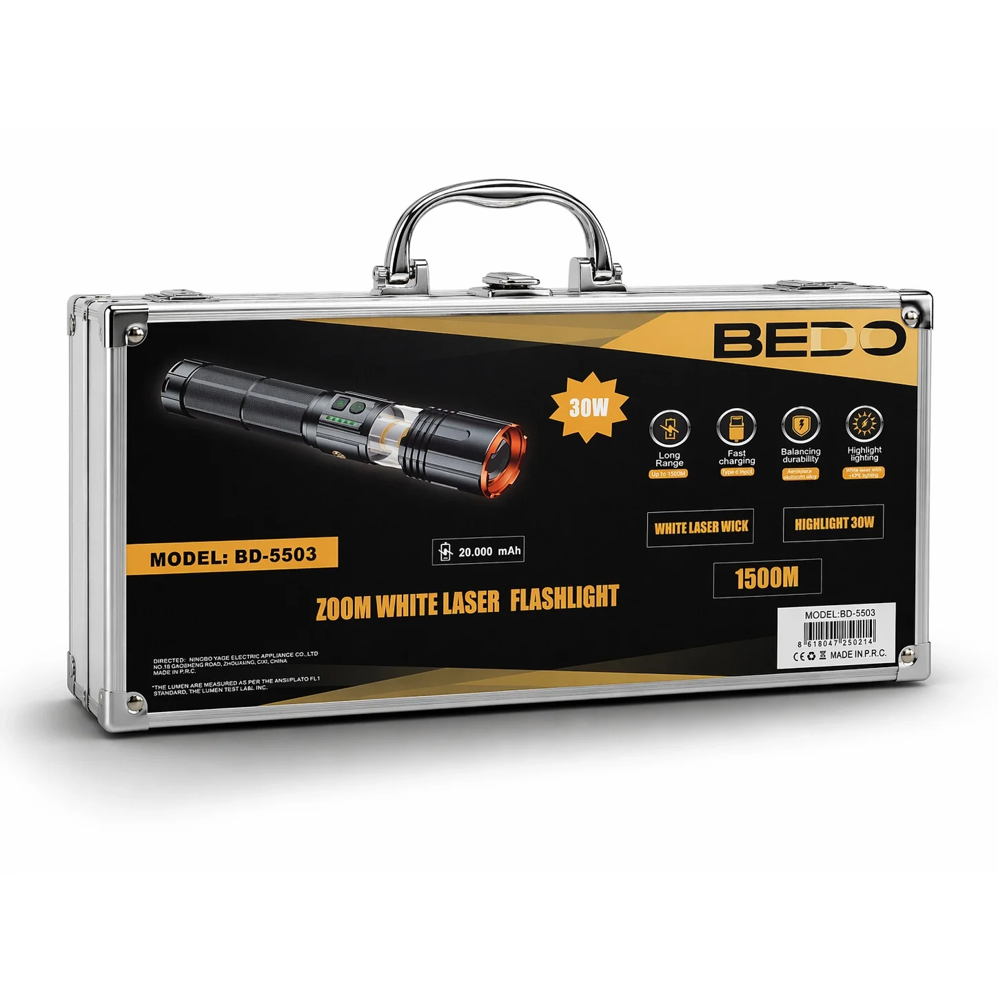 BD-5503 30W TG LED Alüminyum Alaşımlı Zoomlu Type-C Şarjlı El Feneri görsel 4