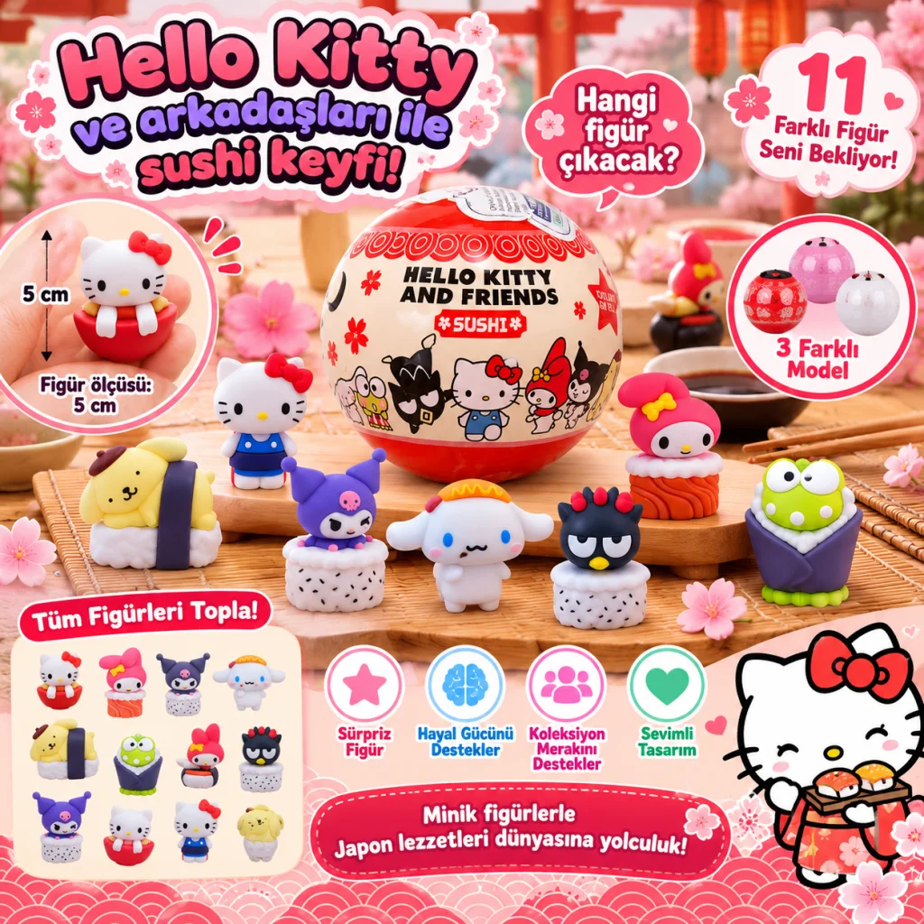 1020542 3D FİGÜR H.KITTY AND FRIENDS SUSHI SÜRPRİZ PAKET HKTY 3R 3 (adet fiyatıdır)