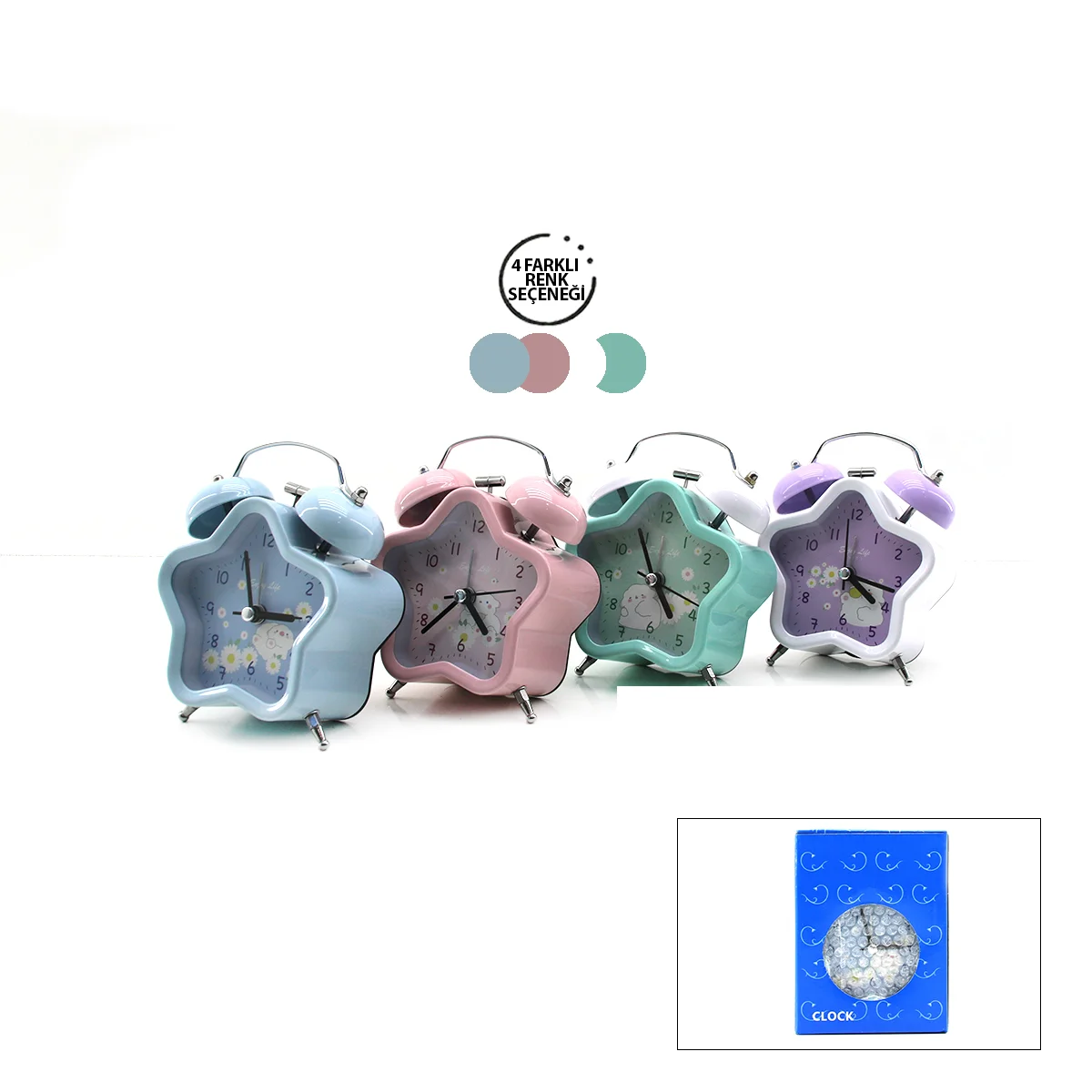 Çift Zilli Metal Masa Çalar Saat (8.8 cm) - Pilli & Işıklı görsel 2