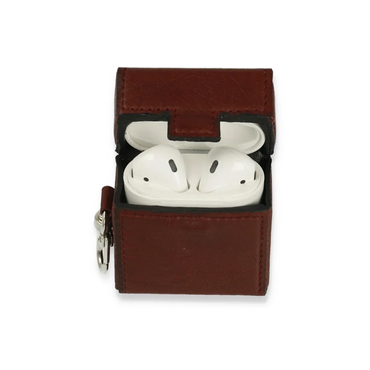 Apple Airpods 2 (2.nesil) Deri Kılıf - Bordo görsel 2