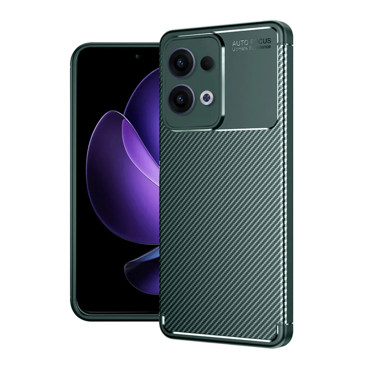 Oppo Reno 13 Pro Kılıf Auto Focus Karbon Kapak - Koyu Yeşil görsel 3