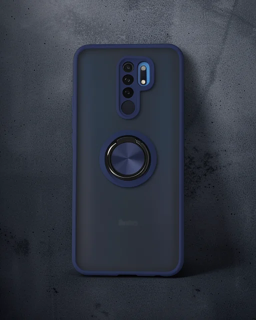 Xiaomi Redmi 9 Kılıf Montreal Yüzüklü Silikon Kapak - Lacivert