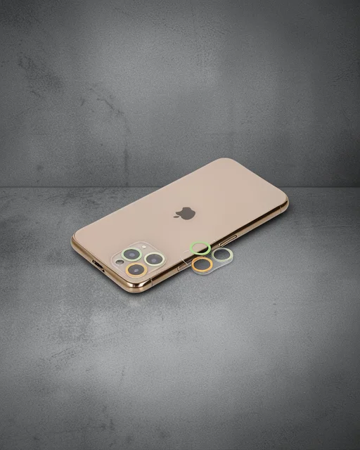 Apple İphone 11 Pro Max Renkli Kamera Lens Koruma Cam - Sarı-turuncu
