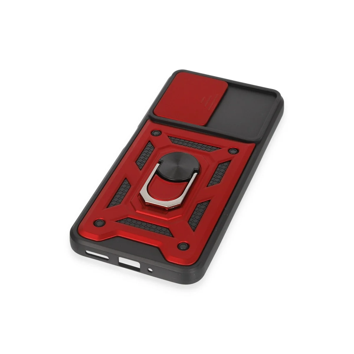 Xiao Red Note 12 5g Kılıf Pars Lens Yüzüklü Silikon - Kırmızı görsel 5