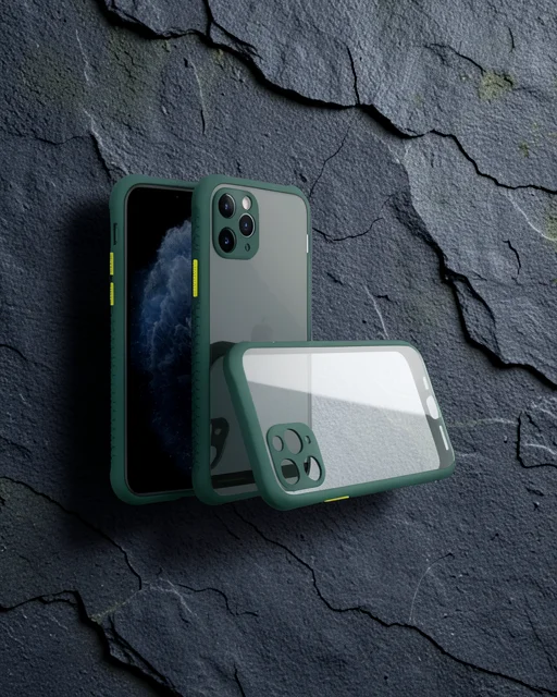 Apple İphone 11 Pro Max Kılıf Miami Şeffaf Silikon - Koyu Yeşil