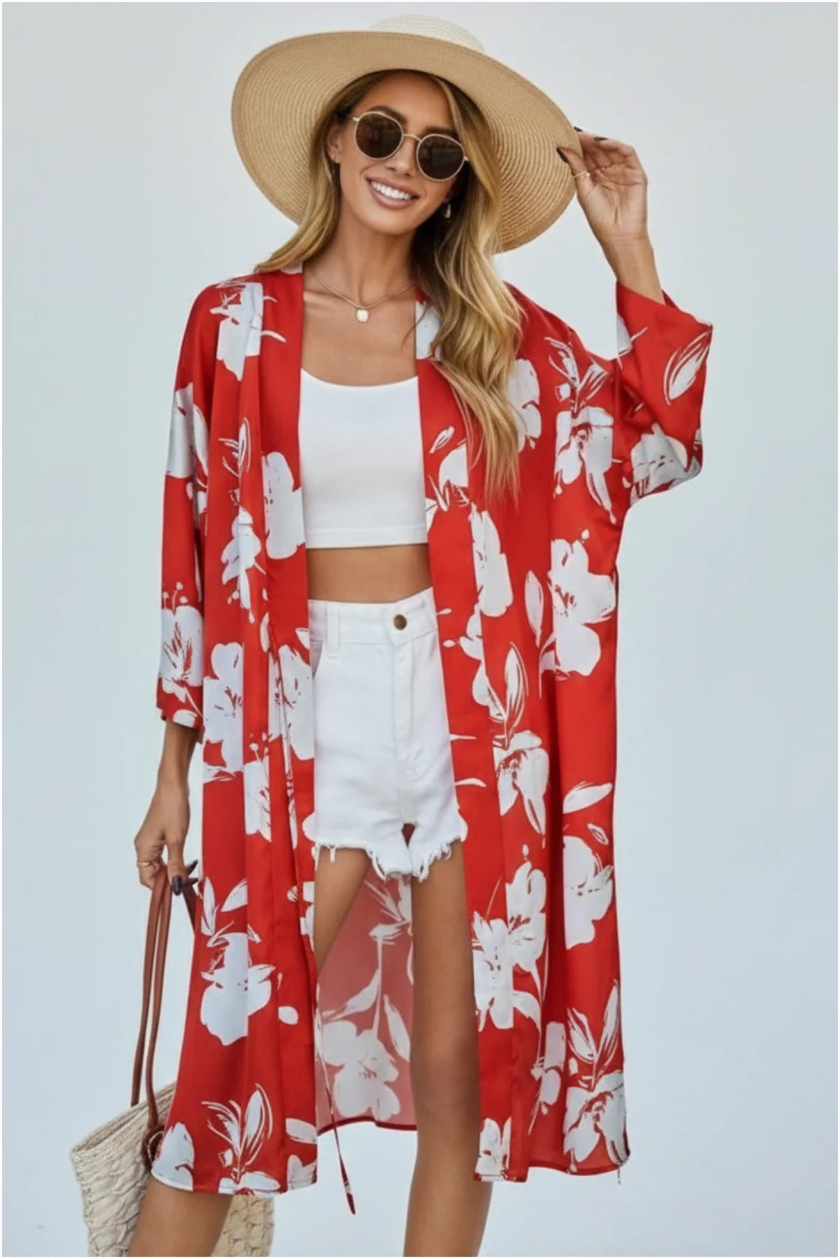 Kadın Belden Bağlamalı Şık Kimono görsel 2