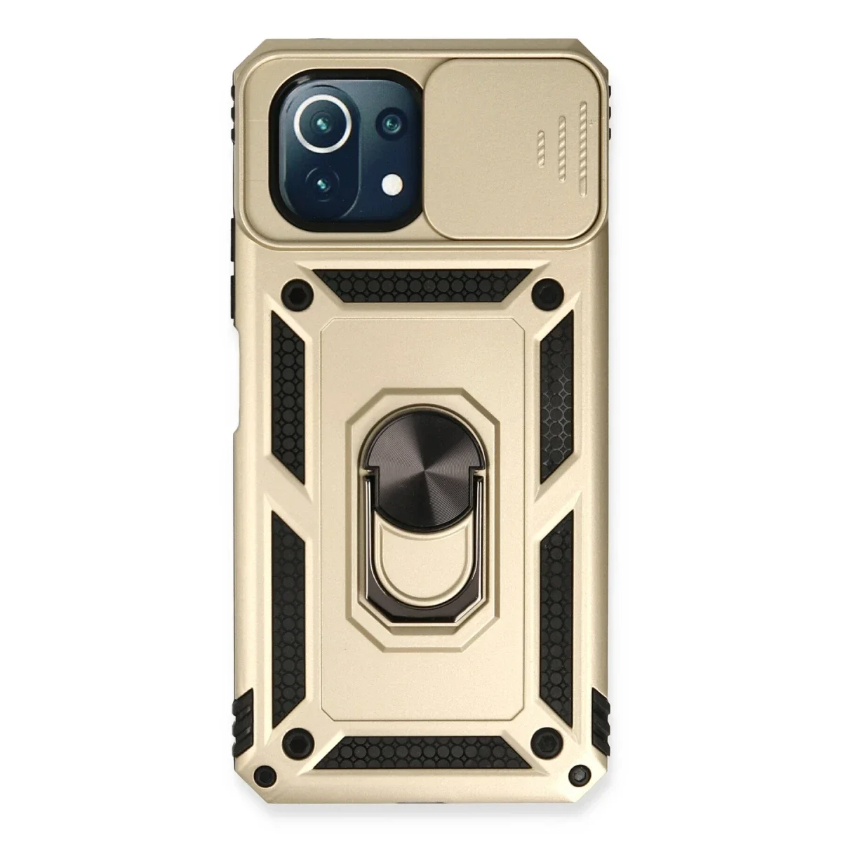 Xiaomi Mİ 11 Lite Kılıf Pars Lens Yüzüklü Silikon - Gold