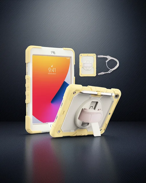 Apple İpad 10.2 (7.nesil) Kılıf Strap New Tablet Kapak - Sarı