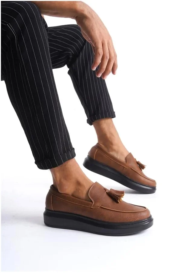 Erkek Ayakkabı Ayakkabı Bağcıksız Püsküllü Sade Cilt Casual Günlük görsel 3