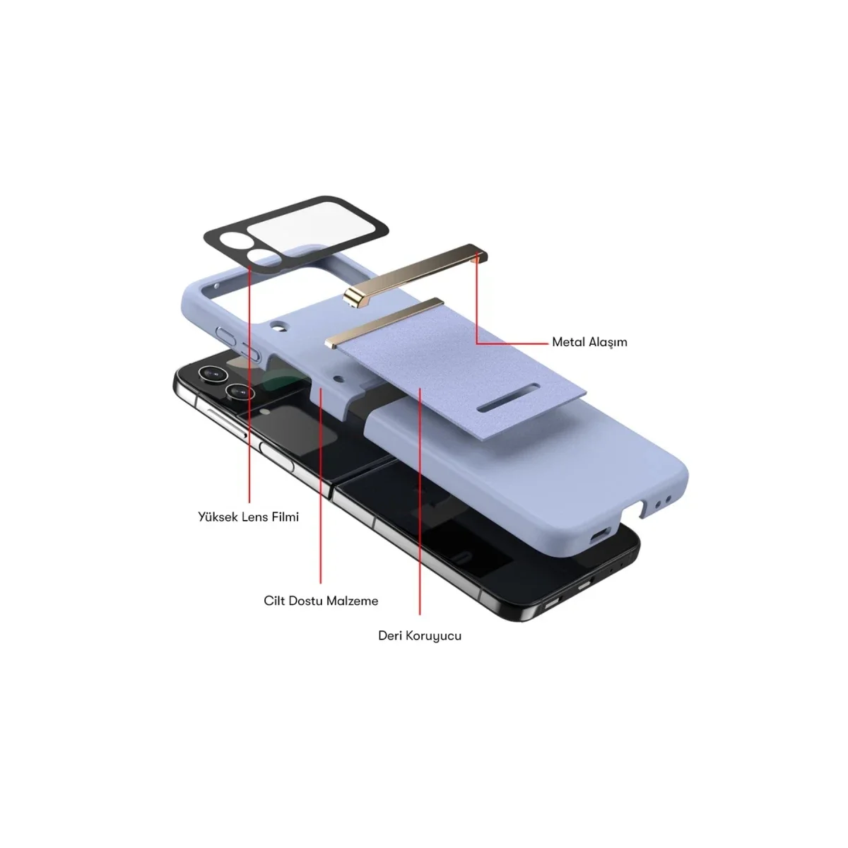 Samsung Galaxy Z Flip 3 Kılıf Belt Flip Kapak - Siyah görsel 2