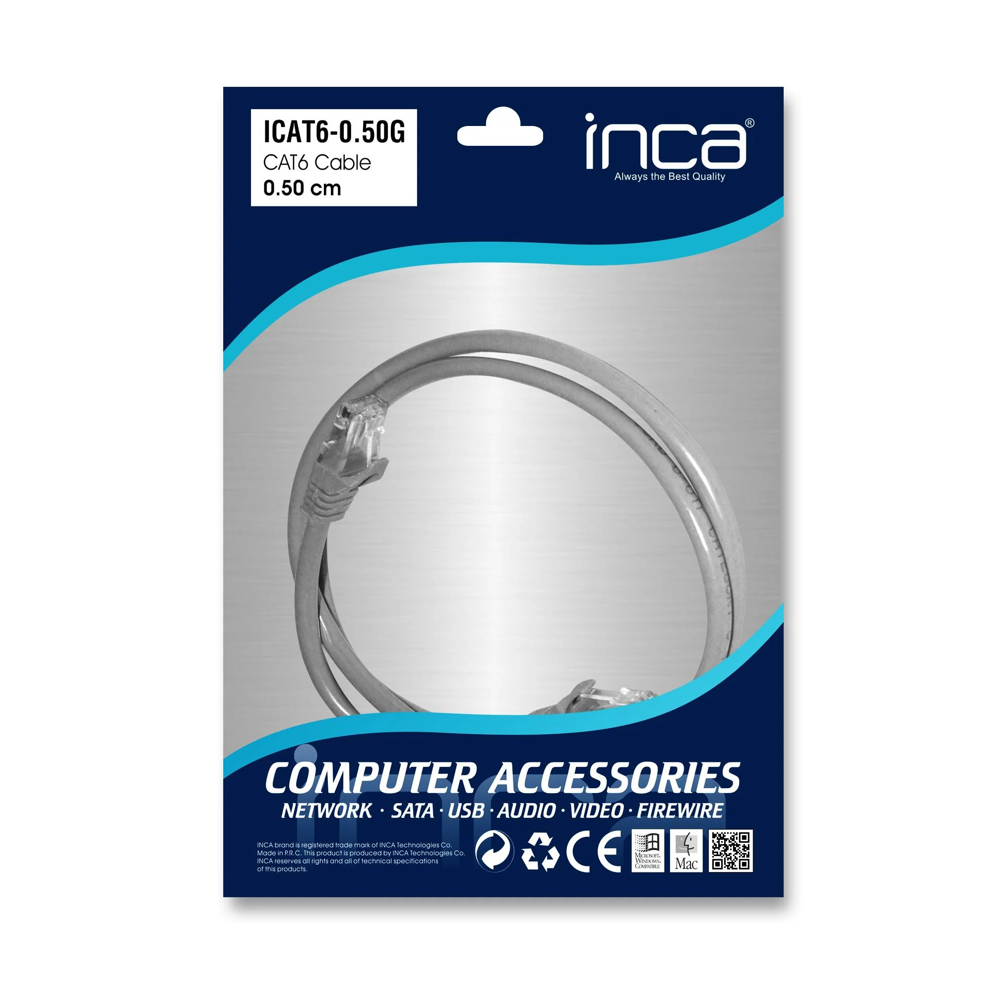 ICAT6-0,50G 0,50MT 24AWG CAT6 Utp Patch Kablo Gri görsel 2