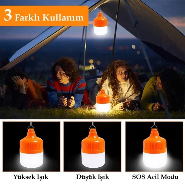 Ledx LN-OR20G 20 Watt TYPE-C Şarjlı Taşınabilir Asma Kancalı Kamp Çadır Lambası 6500K 1200mAh 3 Modlu ABS Malzeme görsel 3