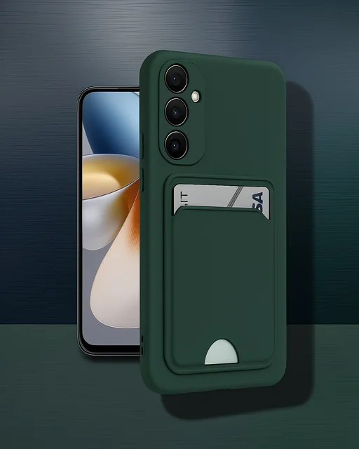 Samsung Galaxy A55 5g Kılıf Kelvin Kartvizitli Silikon - Koyu Yeşil
