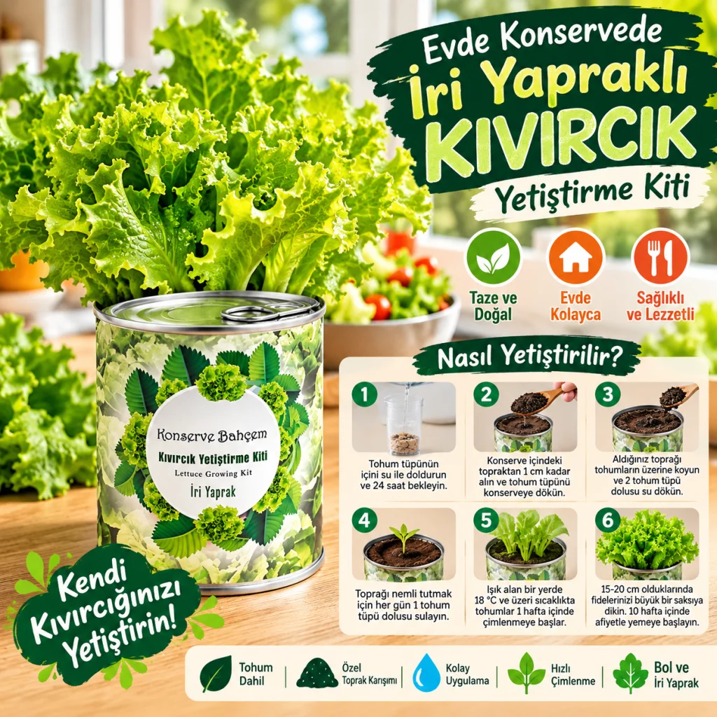 Konserve Bahçem Evde Konservede İri Yapraklı Kıvırcık Yetiştirme Kiti