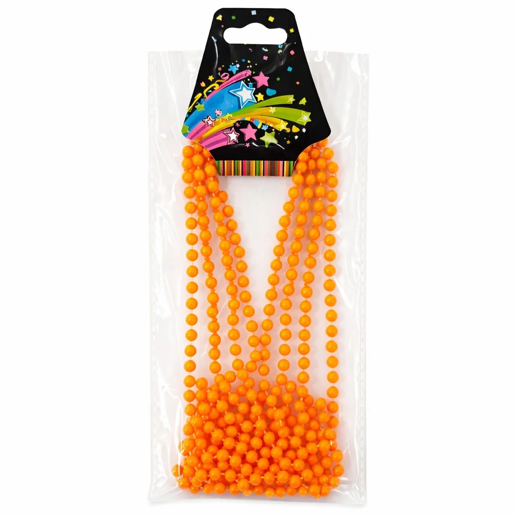 Neon Turuncu Boncuk Kolye 80 cm – Retro 80’ler 90’lar Parti Aksesuarı görsel 2
