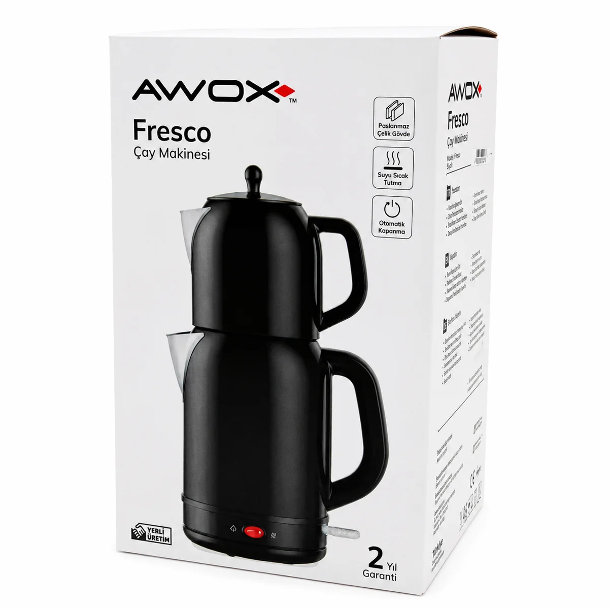 Elektrikli Çay Makinesi 2'si1 Çaycı & Kettle 1.7L/1.2L Çelik 2200W görsel 4