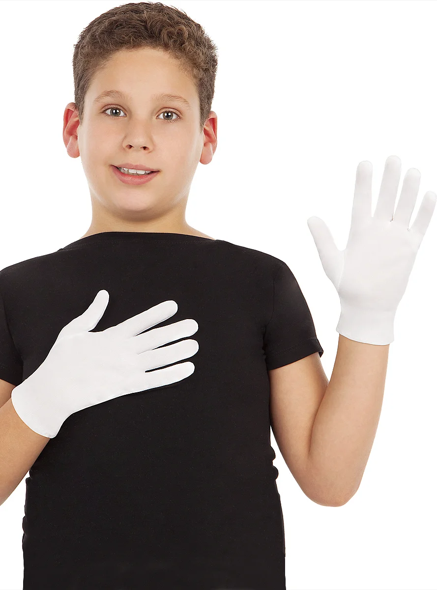 Beyaz Renk Çocuk Boy Likralı Pandom Eldiveni