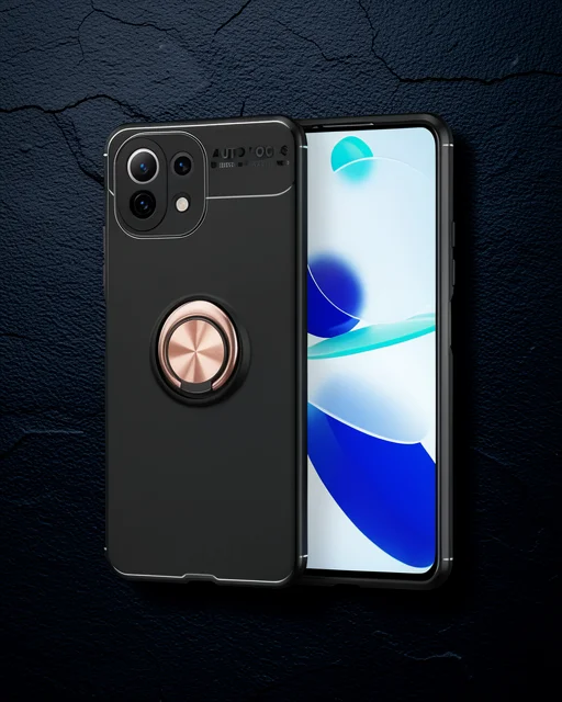 Xiaomi Mi 11 Lite Kılıf Range Yüzüklü Silikon - Siyah-gold