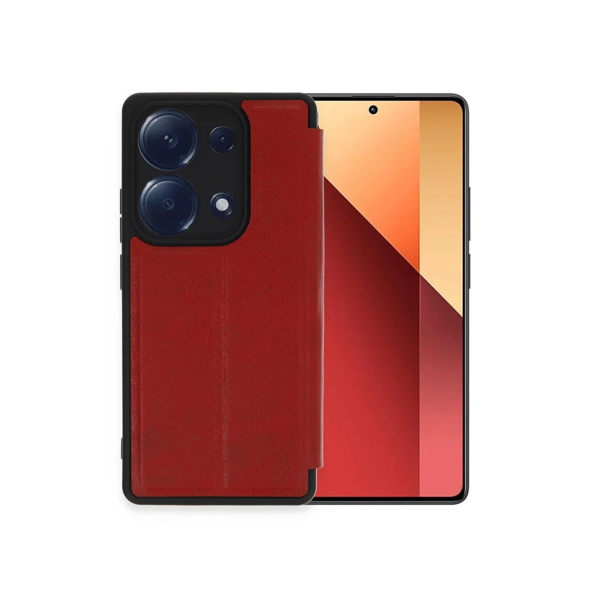 Xiaomi Redmi Note 13 Pro 4g Kılıf Flip Cover - Kırmızı görsel 2