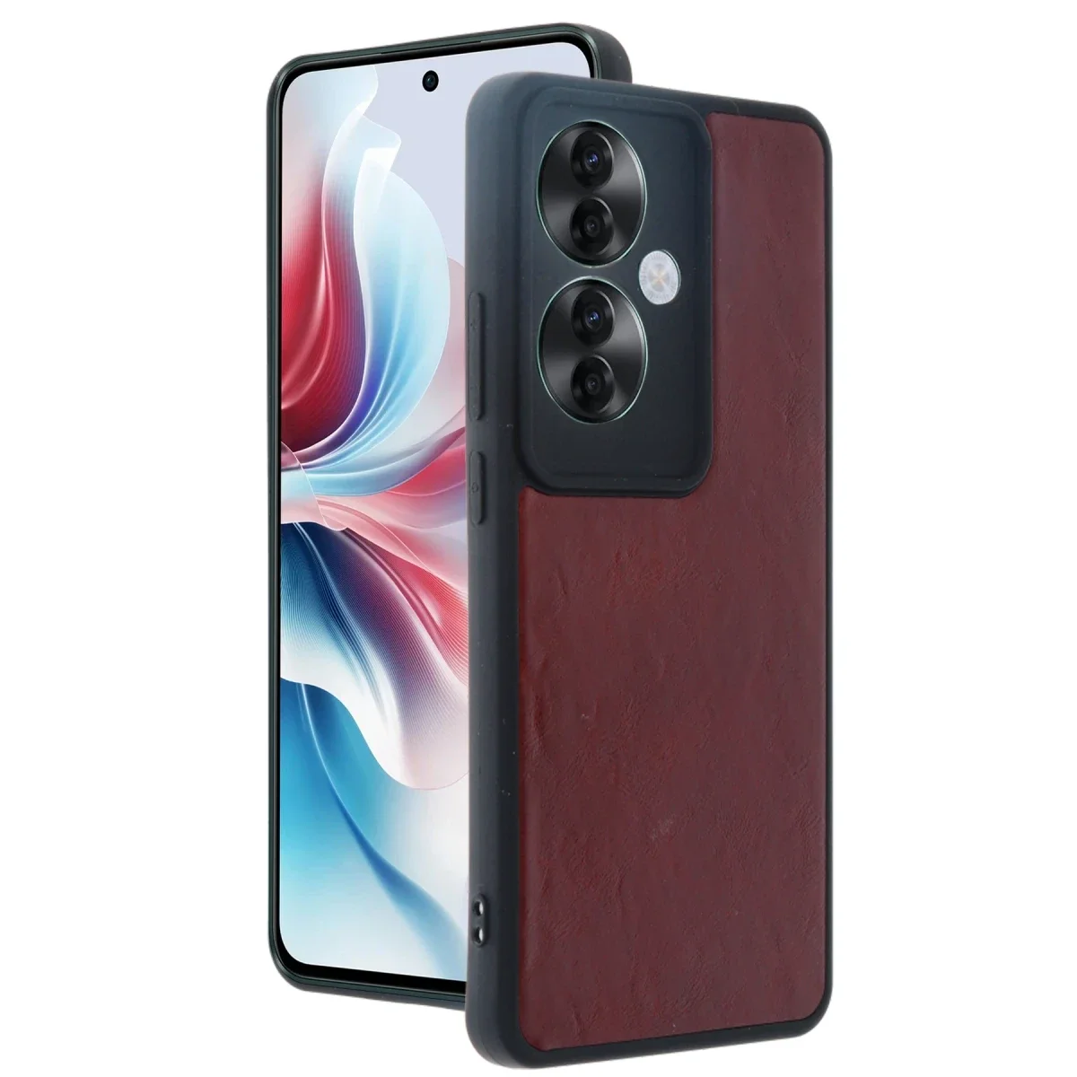 Oppo Reno 11F Kılıf Aras Deri Kapak - Bordo