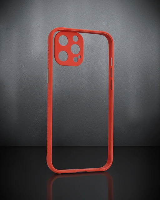 Apple İphone 12 Pro Kılıf Miami Şeffaf Silikon - Kırmızı