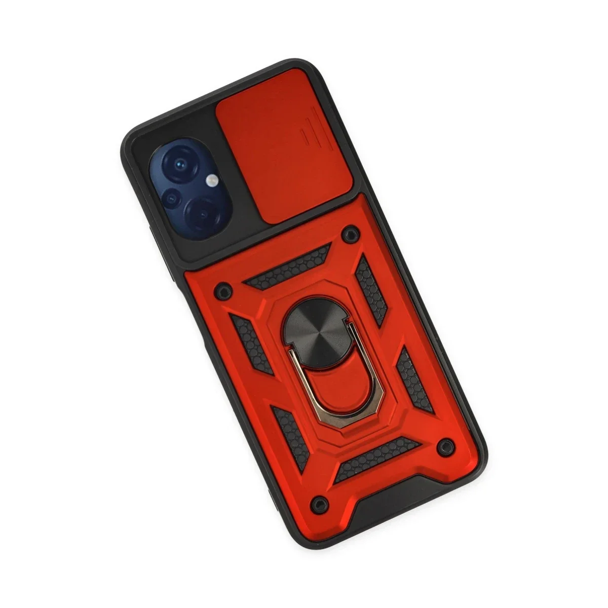 Xiaomi Poco M5 Kılıf Pars Lens Yüzüklü Silikon - Kırmızı görsel 3