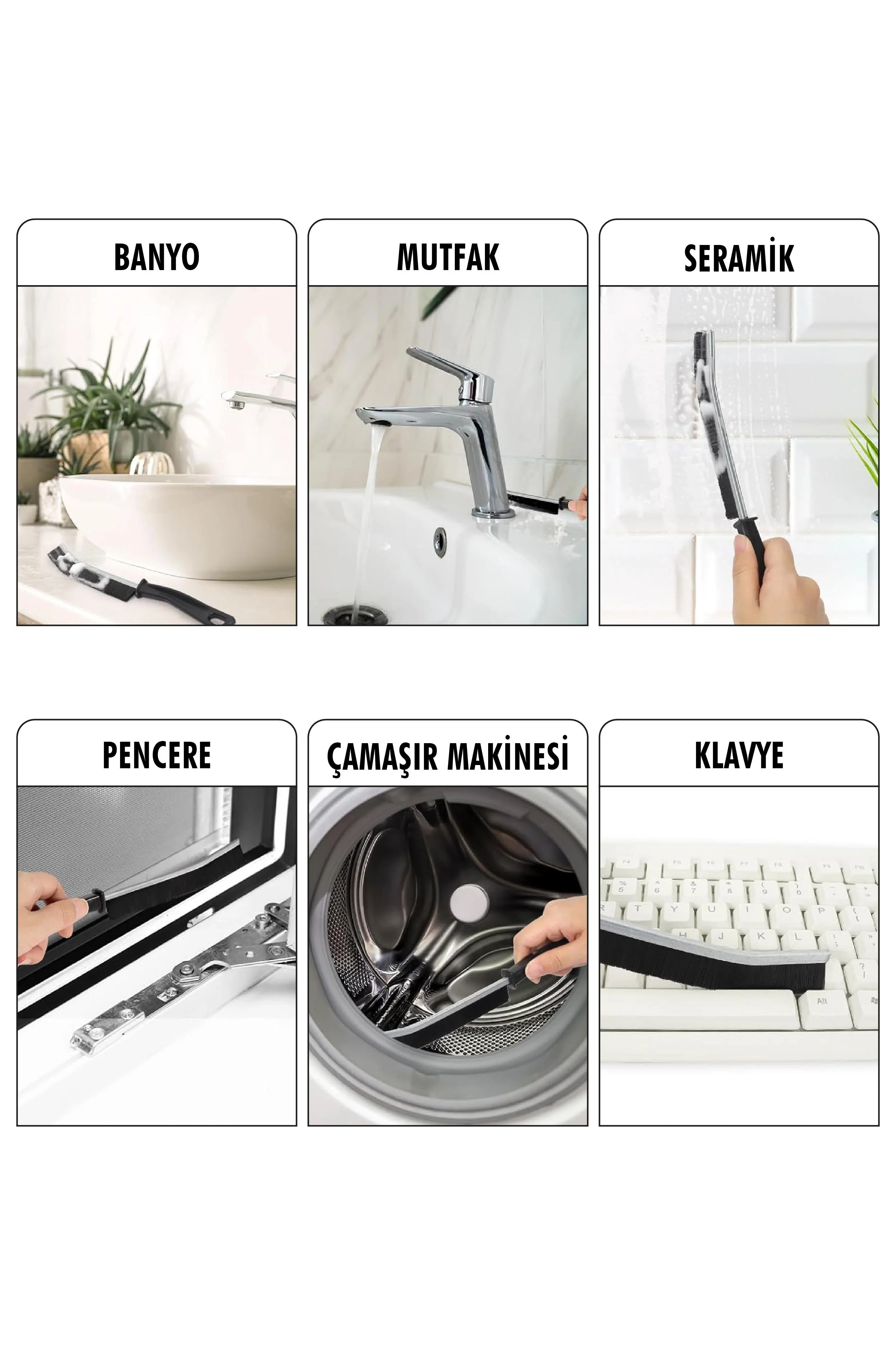 2 Li Çok Amaçlı Tezlik Fırçası & Derz Fırçası & Mutfak Banyo Tezlik Fırçası görsel 4