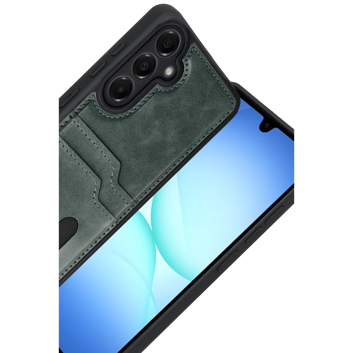Samsung Galaxy A17 5g Sara Kartvizitli Deri Kılıf - Yeşil görsel 2