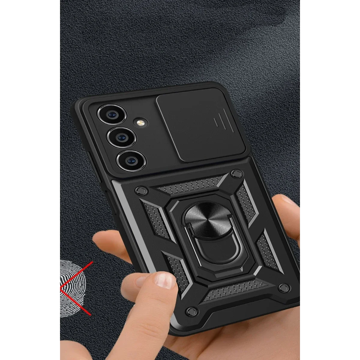 Samsung Galaxy A05 Kılıf Pars Lens Yüzüklü Silikon - Siyah görsel 3