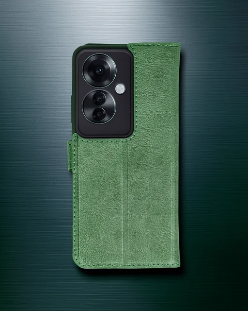Oppo Reno 11f Kılıf Trend S Plus Kapaklı Kılıf - Yeşil