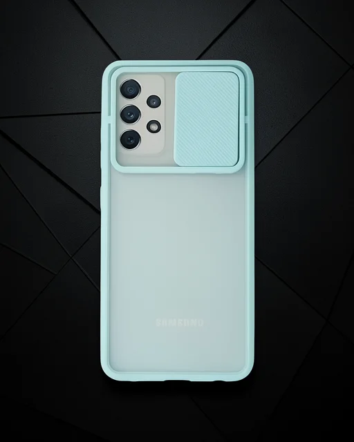 Samsung Galaxy A72 Kılıf Palm Buzlu Kamera Sürgülü Silikon - Turkuaz