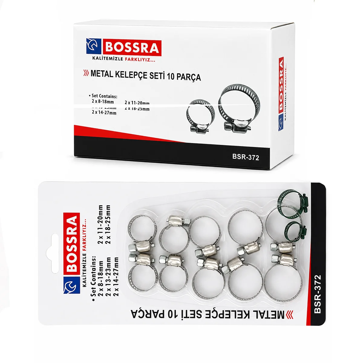 Metal hortum kelepçesi seti 8-18mm 11- 13-23mm 18-25mm 14-27mm görsel 2