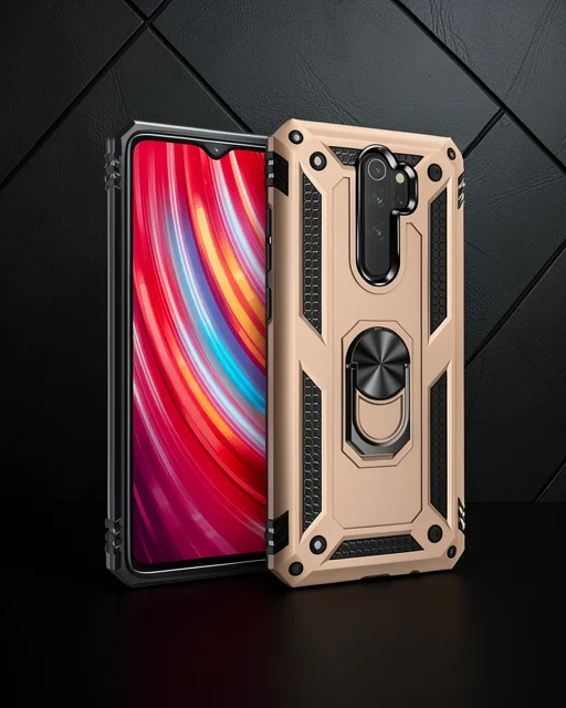 Xiaomi Redmi Note 8 Pro Kılıf Sofya Yüzüklü Silikon Kapak - Gold