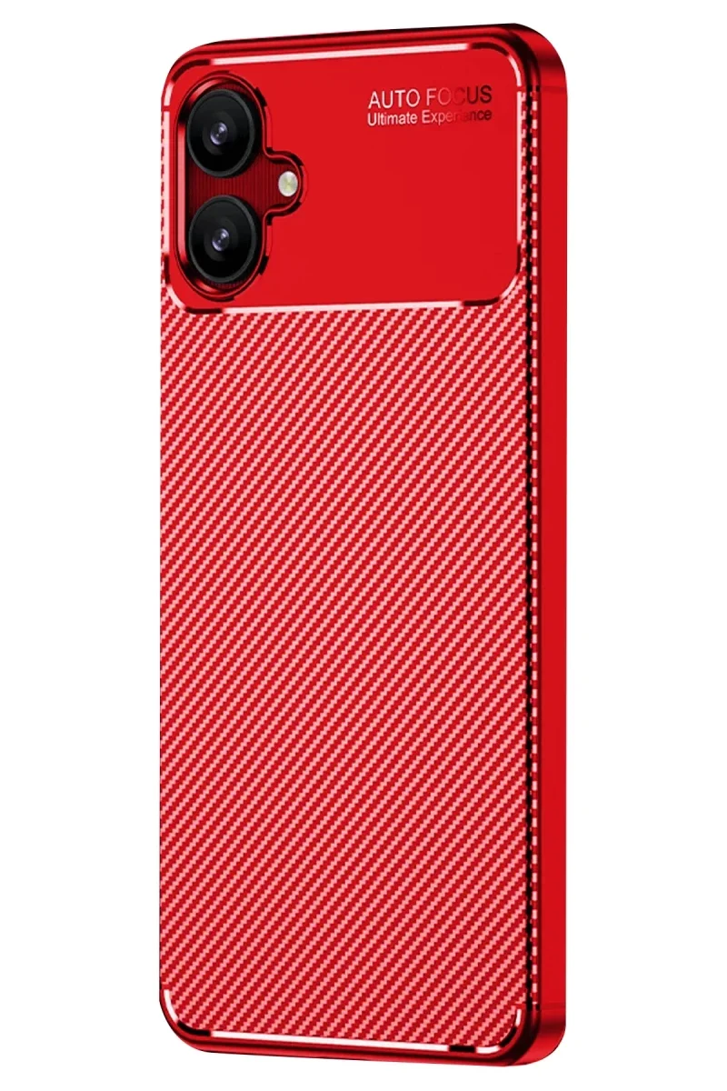 Samsung Galaxy A06 Kılıf Auto Focus Karbon Kapak - Kırmızı görsel 2