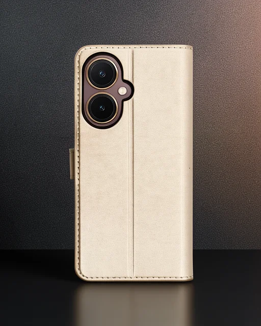 Vivo Y27 Kılıf Trend S Plus Kapaklı Kılıf - Gold