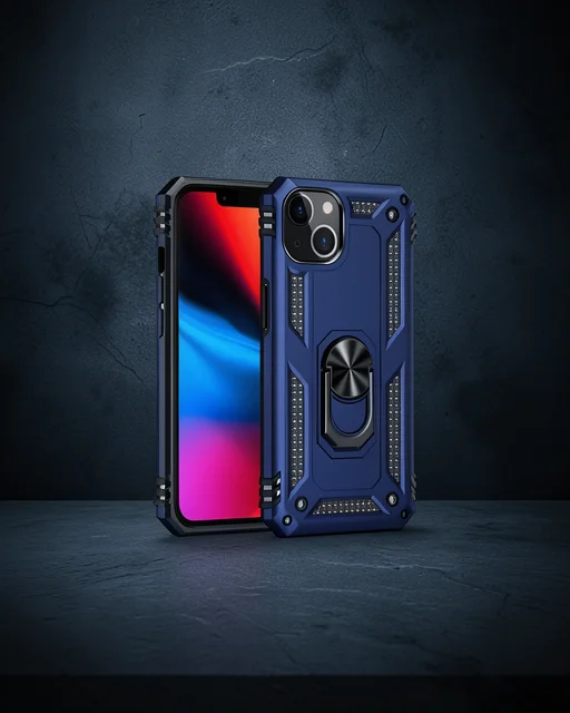Apple İphone 14 Plus Kılıf Sofya Yüzüklü Silikon Kapak - Lacivert