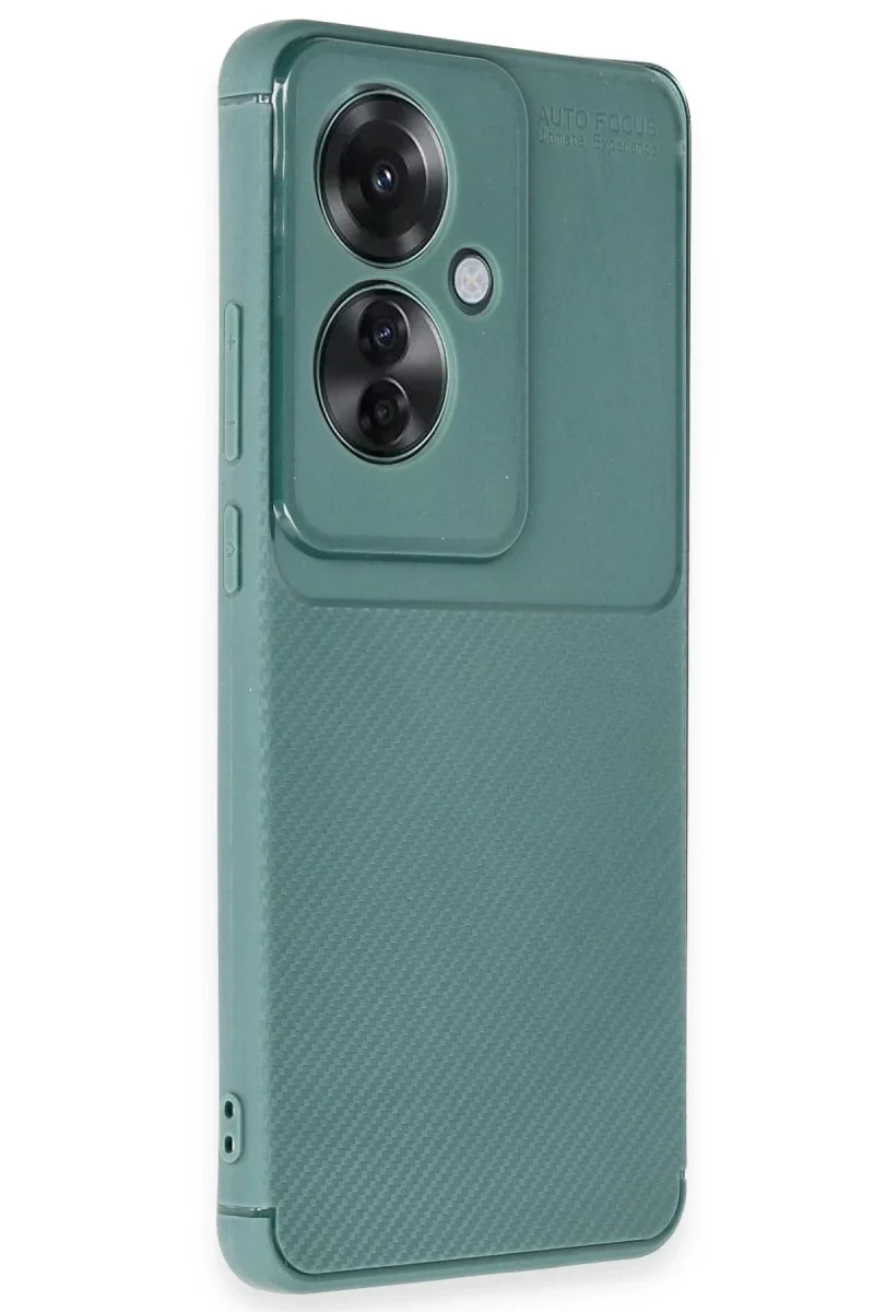 Oppo Reno 11F Kılıf Auto Focus Karbon Kapak - Koyu Yeşil görsel 2